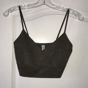 Olive Suede Cami Crop Top